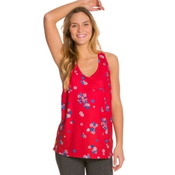 Lole Danica Red Floral Racerback Tank Top - Picture 1 of 4